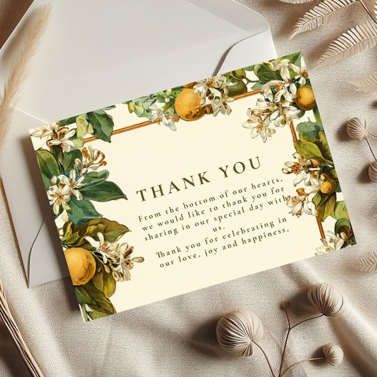 Vintage Lemon Blossom Botanical Wedding サンキューカード