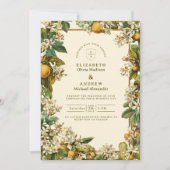 Vintage Lemon Blossom Botanical Wedding 招待状 (正面)