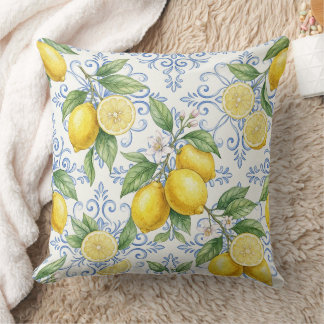 Vintage Lemon Botanical Pattern – Mediterranean  クッション