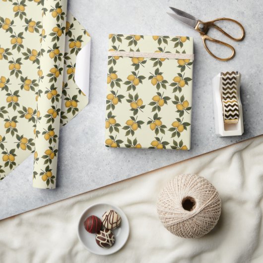 Vintage Lemon & Leaf Botanical Wrapping Paper ラッピングペーパー (クラフト)