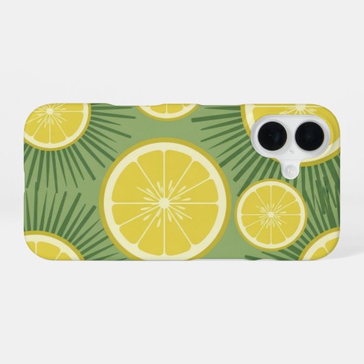 Vintage Lemon Sun Pattern iPhone 16ケース (裏面横)