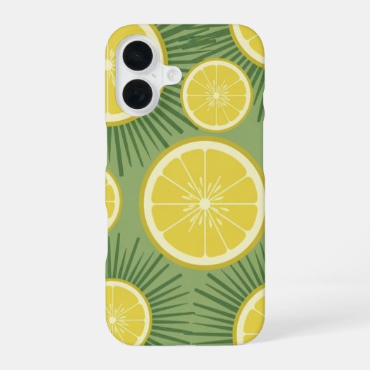 Vintage Lemon Sun Pattern iPhone 16ケース (裏面)