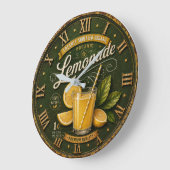 Vintage Lemonade Rustic Fresh Lemon Farmhouse ラージ壁時計 (傾斜)