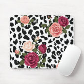 Vintage Leopard Print with Roses Mouse Pad マウスパッド (マウス)
