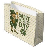 Vintage, leprechaun Saint Patrick's Day  ラージペーパーバッグ (裏面アングル)