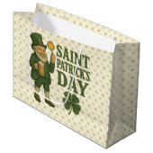 Vintage, leprechaun Saint Patrick's Day  ラージペーパーバッグ (正面アングル)
