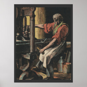 Vintage letterpress printer poster ポスター