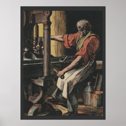 Vintage letterpress printer poster ポスター (正面)