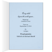 Vintage letterpress stork boy birth announcement (内側 (右))