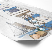 Vintage Leuchtturm mit schiff  フォトプリント (角)