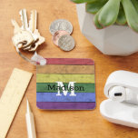 Vintage LGBT flag pride distresed rainbow Monogram キーホルダー<br><div class="desc">Unique colorful gift for him or her. Personalize monogram with your custom initial and name. 
LGBT flag vintage digital art rainbow colors red orange yellow green blue purple with black lines stripes wood distressed look.</div>
