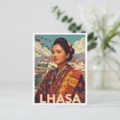 Vintage Lhasa Tibet Woman Potala ポストカード (スタンド正面)