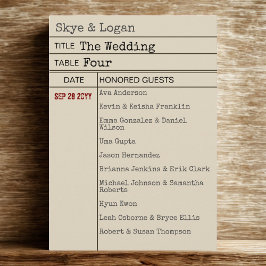 Vintage Library Book Card Wedding Seating Card プログラム