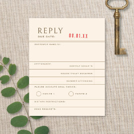 Vintage Library Book Neutral Wedding Reply 出欠カード