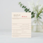 Vintage Library Book Neutral Wedding Reply 出欠カード (スタンド正面)