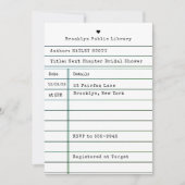 Vintage Library Card "New Chapter" Bridal Shower 招待状 (正面)