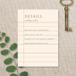 Vintage Library Checkout Neutral Wedding Details エンクロージャーカード