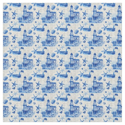 Vintage Lighthouse Art ファブリック (クローズアップ)