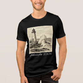 Vintage Lighthouse Ink Drawing トライブレンドＴシャツ