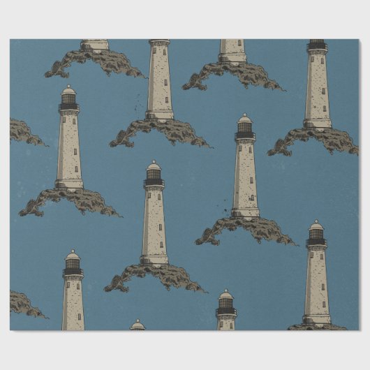 Vintage lighthouse pattern ラッピングペーパー (フラット)