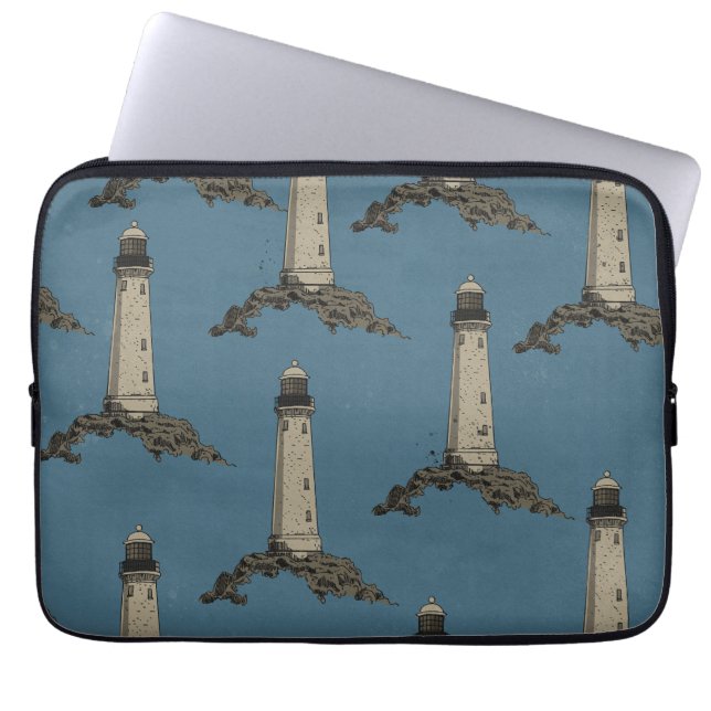 Vintage lighthouse pattern ラップトップスリーブ (正面)