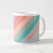  Vintage Lilac Charm Stripes with Name ジャンボコーヒーマグカップ (正面右)