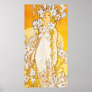 Vintage Lily by Alphonse Mucha ポスター