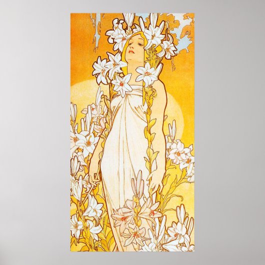 Vintage Lily by Alphonse Mucha ポスター (正面)