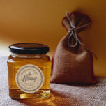 Vintage linen  bee apiary honey jar label ラウンドシール<br><div class="desc">Vintage linen look bee apiary honey jar label design.</div>
