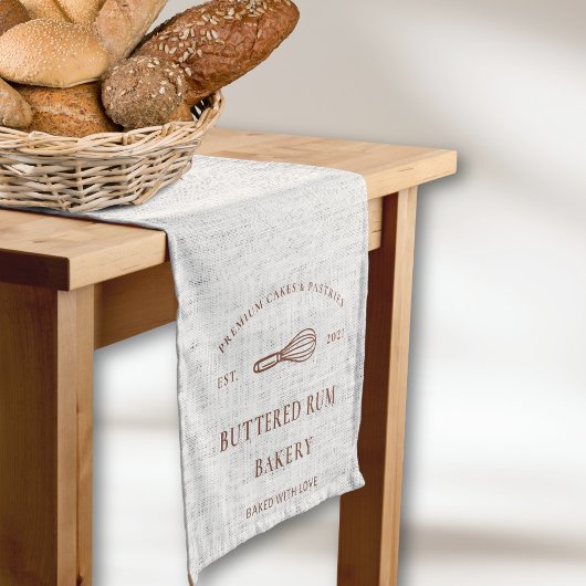Vintage Linen Brown Bakery Whisk Table Runner ショートテーブルランナー