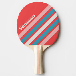 Vintage Lipstick Angled Striping with Name 卓球ラケット