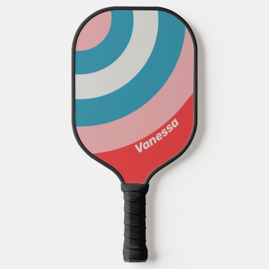 Vintage Lipstick Circle Stripe with Name ピックルボールラケット (正面)