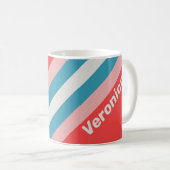 Vintage Lipstick Stripes with Name コーヒーマグカップ (正面右)