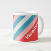 Vintage Lipstick Stripes with Name ジャンボコーヒーマグカップ (正面右)
