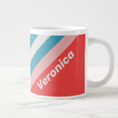 Vintage Lipstick Stripes with Name ジャンボコーヒーマグカップ (右)