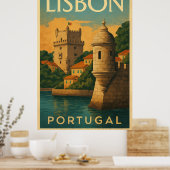 Vintage Lisbon Portugal ポスター (キッチン)