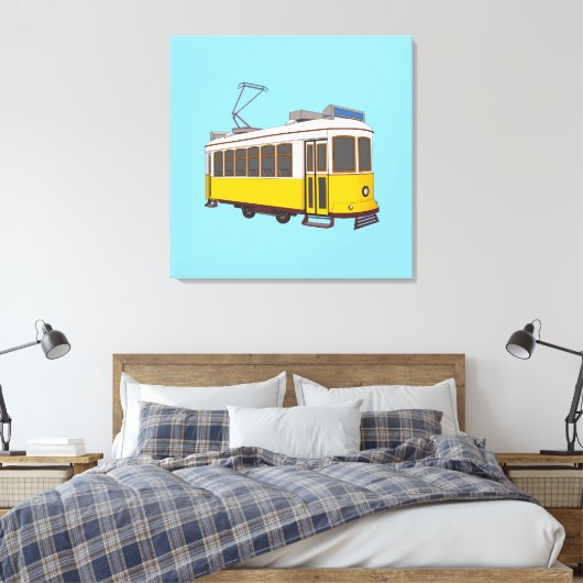 Vintage Lisbon Tram Icon キャンバスプリント (インサイチュ (寝室))