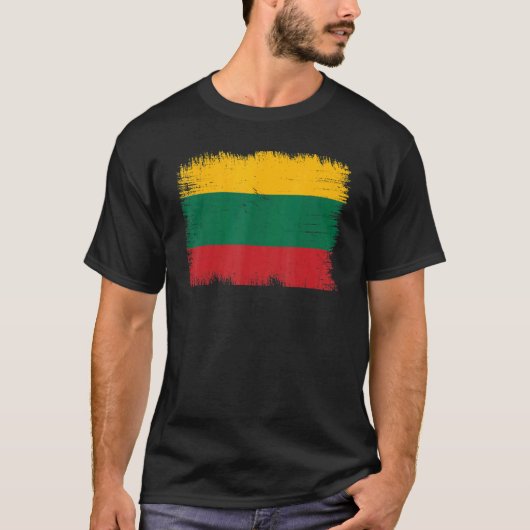 Vintage Lithuania Flag Lithuanian Independence Day Tシャツ (正面)