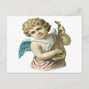 Vintage, Little Angel Playing Guitar ポストカード