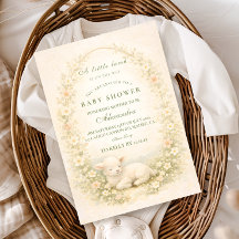 Vintage Little Lamb Floral Wreath Baby Shower