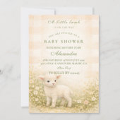 Vintage Little Lamb Meadow Flowers Baby Shower 招待状 (正面)