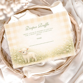 Vintage Little Lamb Meadow Flowers Diapper Raffle エンクロージャーカード