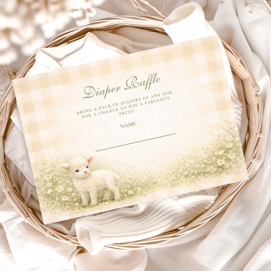 Vintage Little Lamb Meadow Flowers Diapper Raffle エンクロージャーカード