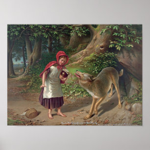 Vintage Little Red Riding Hood Illustration ポスター