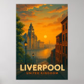 Vintage Liverpool England Travel Poster ポスター (正面)