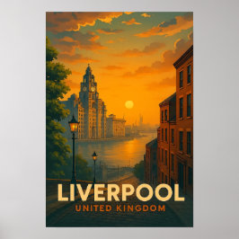 Vintage Liverpool England Travel Poster ポスター