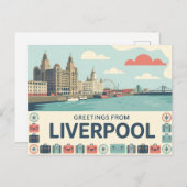 Vintage Liverpool Postcard | Greetings from ポストカード (正面/裏面)
