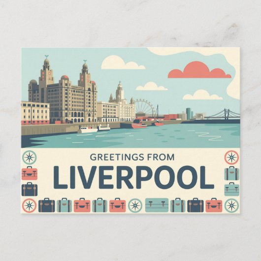 Vintage Liverpool Postcard | Greetings from ポストカード (正面)