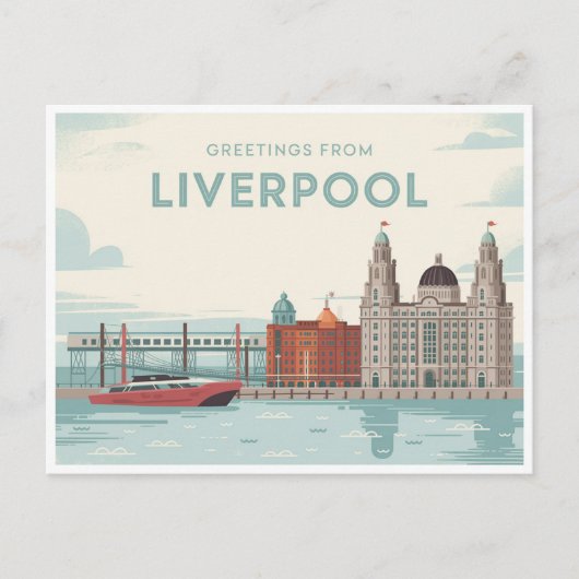 Vintage Liverpool Postcard | Greetings from ポストカード (正面)