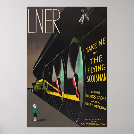 Vintage LNER Flying Scotsman Train Poster London ポスター (正面)